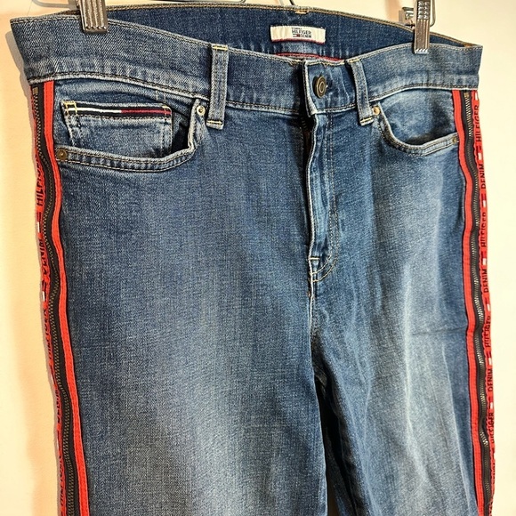 Tommy  Hilfiger Denim Jeans with Red Zipper Leg Details - Picture 2 of 13